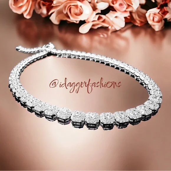 16” Iced Out Cubic Zirconia Ice Cube Tennis Chain Solid 925 Sterling Silver NWT